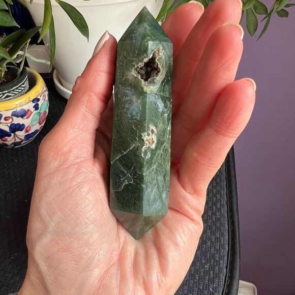 Moss Agate Crystal Double Terminated Point (#9)‎ - Picture 2 of 11